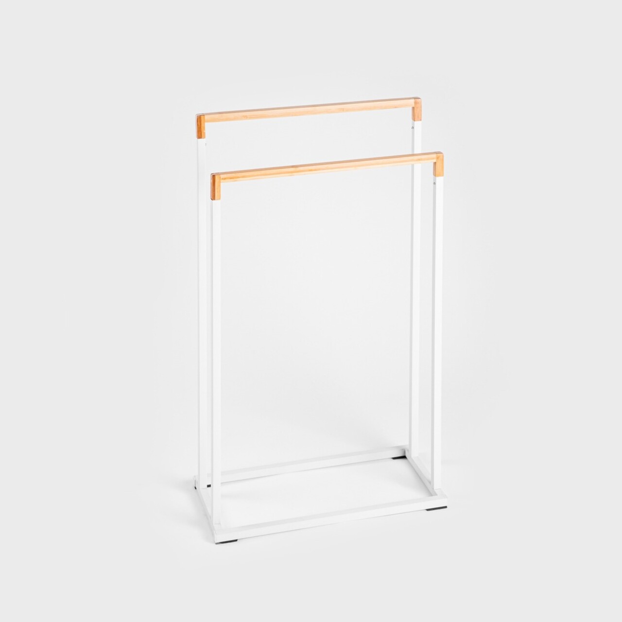 Suport pentru prosoape Coper, Homla, 45x21x76 cm, metal/bambus, alb/natur - imagine 5